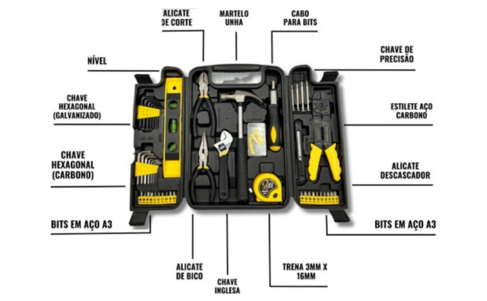 Kit jogo de Ferramentas com Maleta + Kit chave catraca reversível Caixa de Ferramentas Completa 