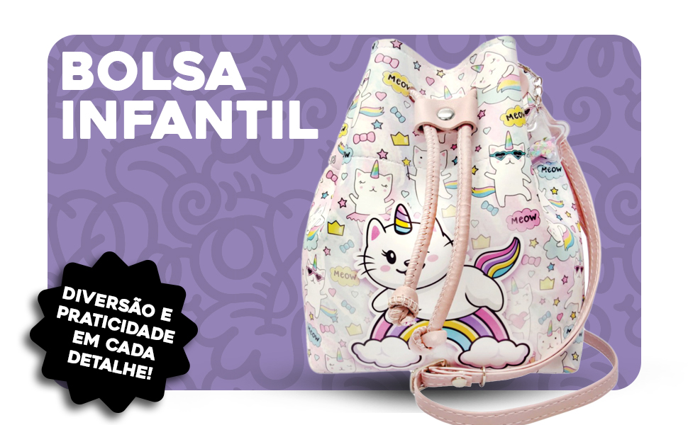 bolsa infanti,bolsa criança, bolsa filha,bolsa unicornio,bolsa saco,bolsa gatinho