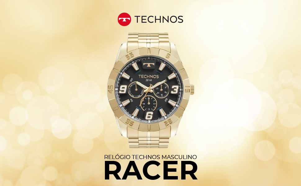 Relógio Technos Masculino Racer Dourado