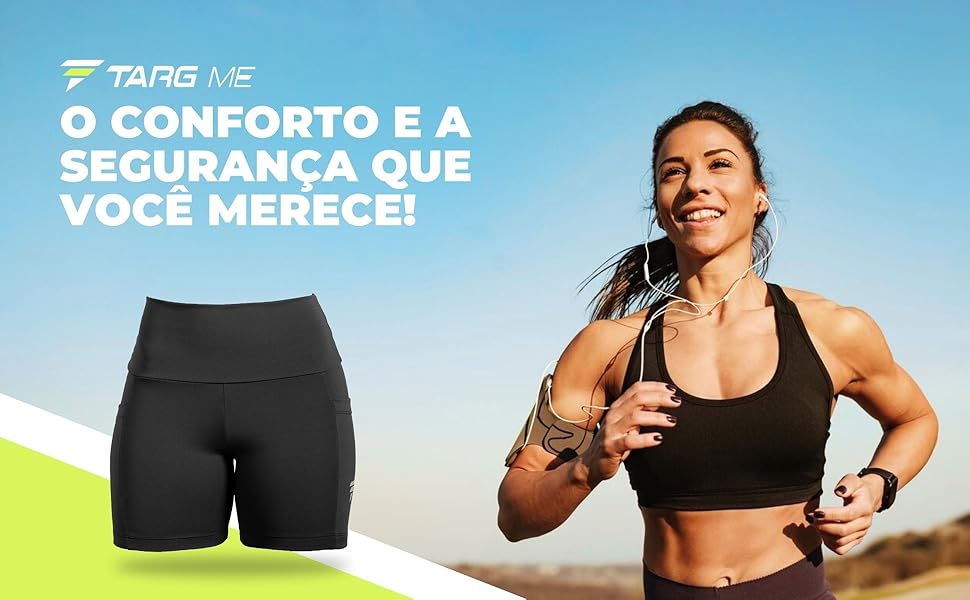 Targ me short compressão feminino com bolso corrida academia fitness bermuda running