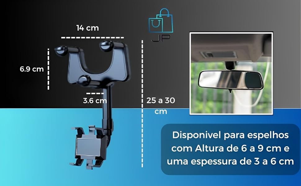 Suporte de telefone celular para retrovisor veicular