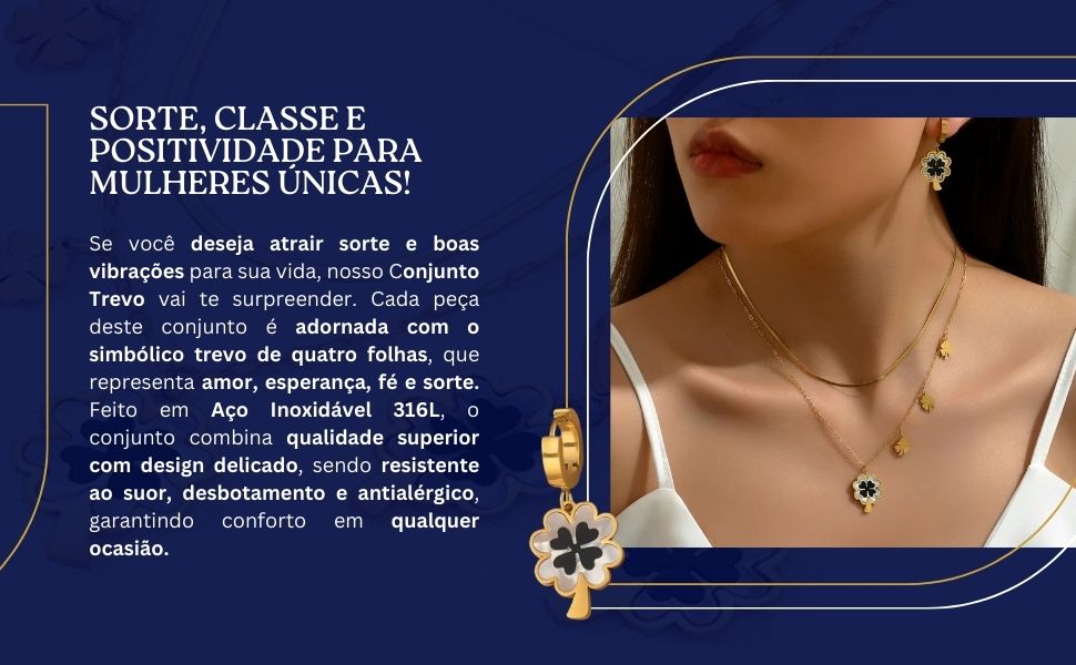 conjunto trevo 4 folhas