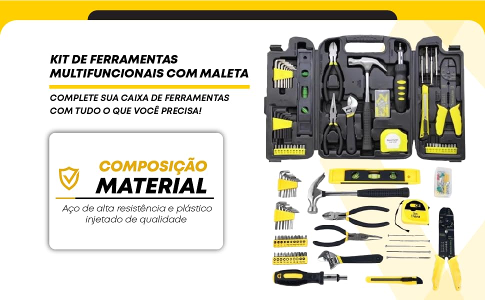 Kit de Ferramentas Multifuncionais com Maleta
