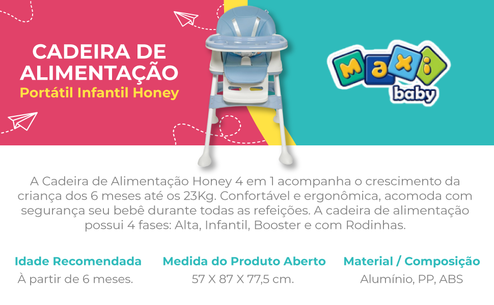 Maxi Baby Cadeira de Alimentação Portátil Bebê Honey