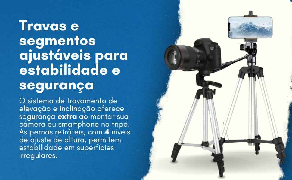 Travas e segmentos ajustáveis para estabilidade e segurança
