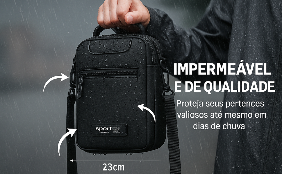 Bolsa de Ombro Pochete Shoulder Bag Impermeável Emborrachada