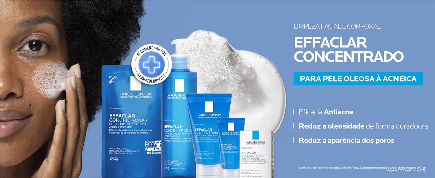 gel de limpeza effaclar concentrado antioleosidade e antiacne