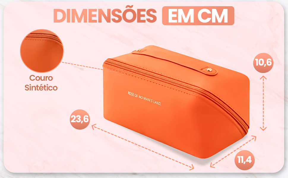 Necessaire Bolsa de Cosméticos Grande Portátil de Luxo Premium em Couro