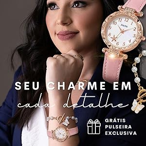 relógio rosa com pulseira