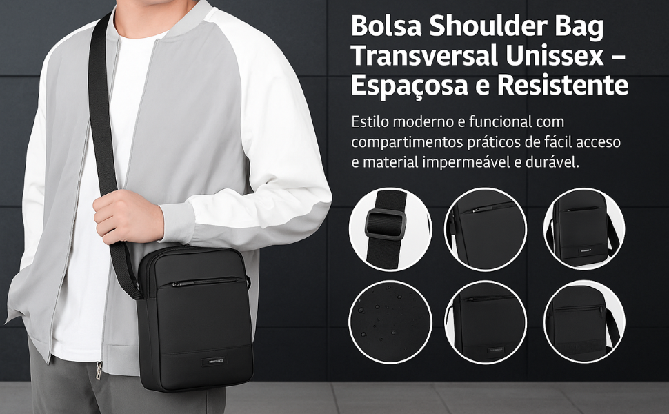Bolsa de Ombro Pochete Shoulder Bag Impermeável Emborrachada